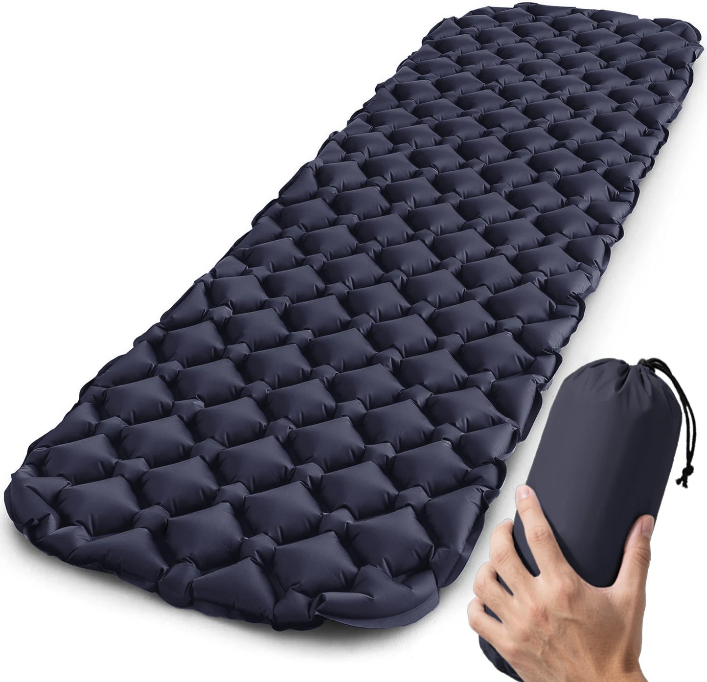 Outdoor Sleeping Pad Camping Inflatable Mattress Ultralight Air Cushion Travel Mat Folding Bed No Headrest for Travel Hiking