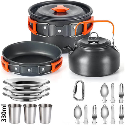 Camping Cooking Set Outdoor Aluminum Lightweight Equipment Camping Cookware Kit for Traveling Trekking Hiking Supplies