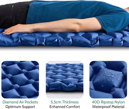 Outdoor Sleeping Pad Camping Inflatable Mattress Ultralight Air Cushion Travel Mat Folding Bed No Headrest for Travel Hiking