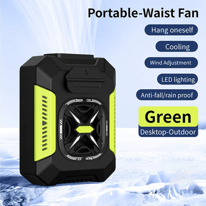 Waist Fan Portable Mini Waist Clip Fan USB Rechargeable Belt Clip Fan Outdoor Work Camping Air Cooler with Power Bank LED Light