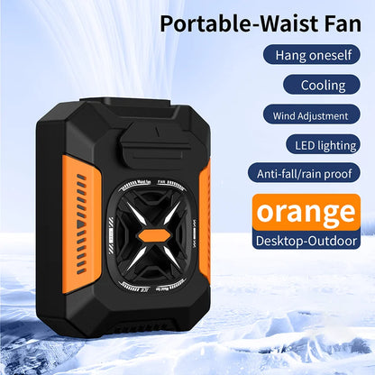 Waist Fan Portable Mini Waist Clip Fan USB Rechargeable Belt Clip Fan Outdoor Work Camping Air Cooler with Power Bank LED Light