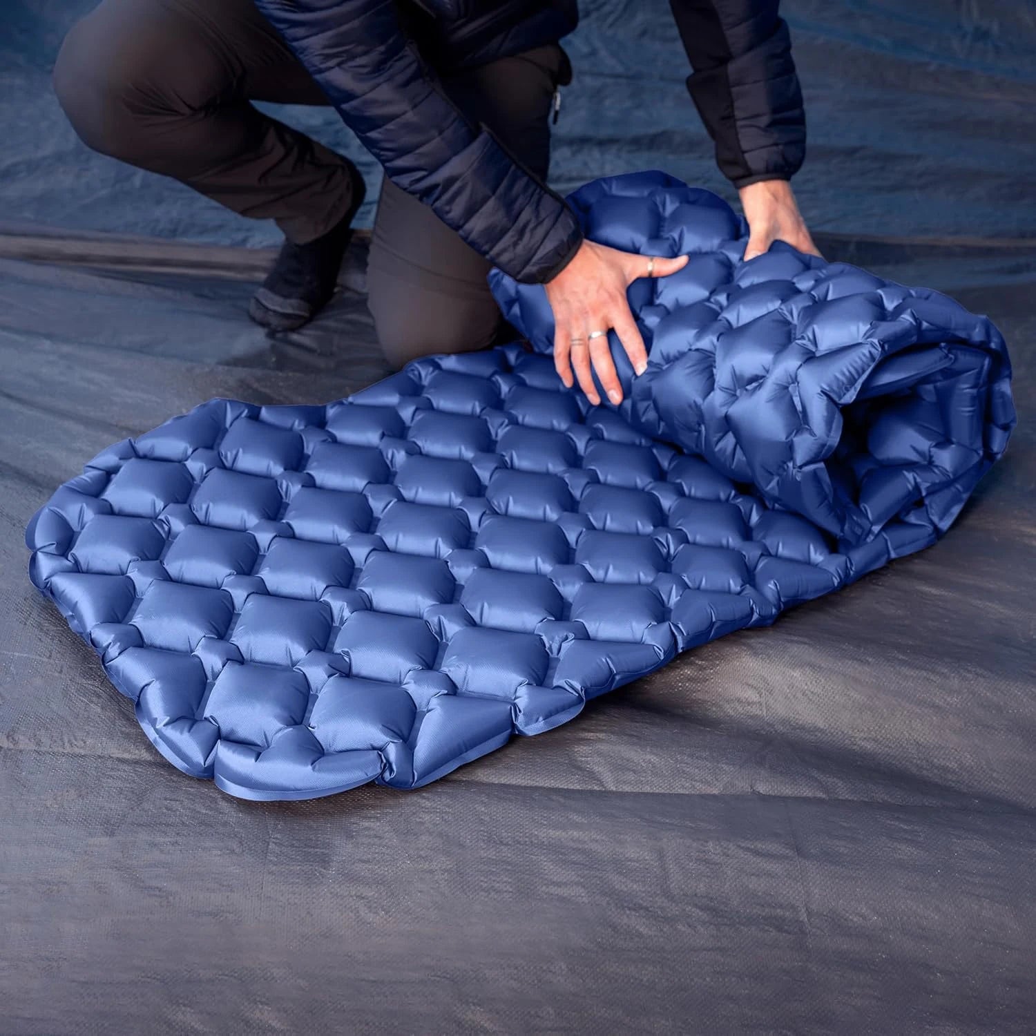 Outdoor Sleeping Pad Camping Inflatable Mattress Ultralight Air Cushion Travel Mat Folding Bed No Headrest for Travel Hiking