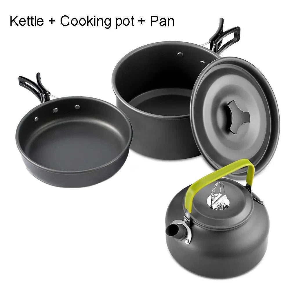 Camping Cooking Set Outdoor Aluminum Lightweight Equipment Camping Cookware Kit for Traveling Trekking Hiking Supplies