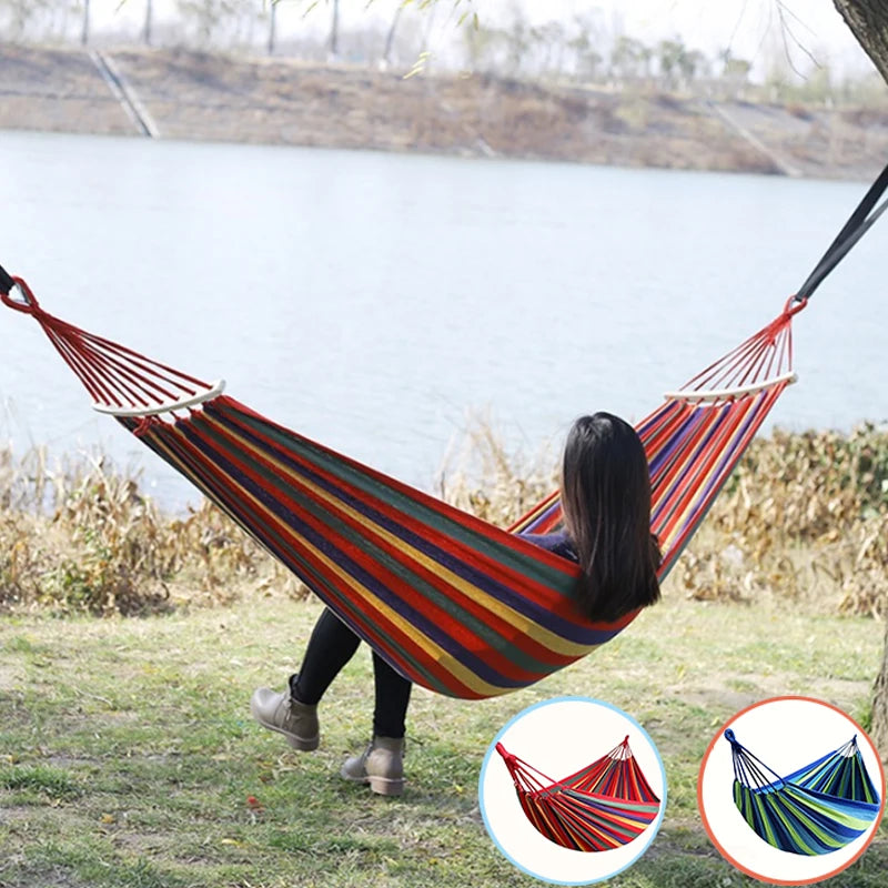 Hammock Leisure Durable Single Travel Swing Chair Hanging Bed Casual Hammocks for Patio Garden Backyard Outdoor Indoor with Bag