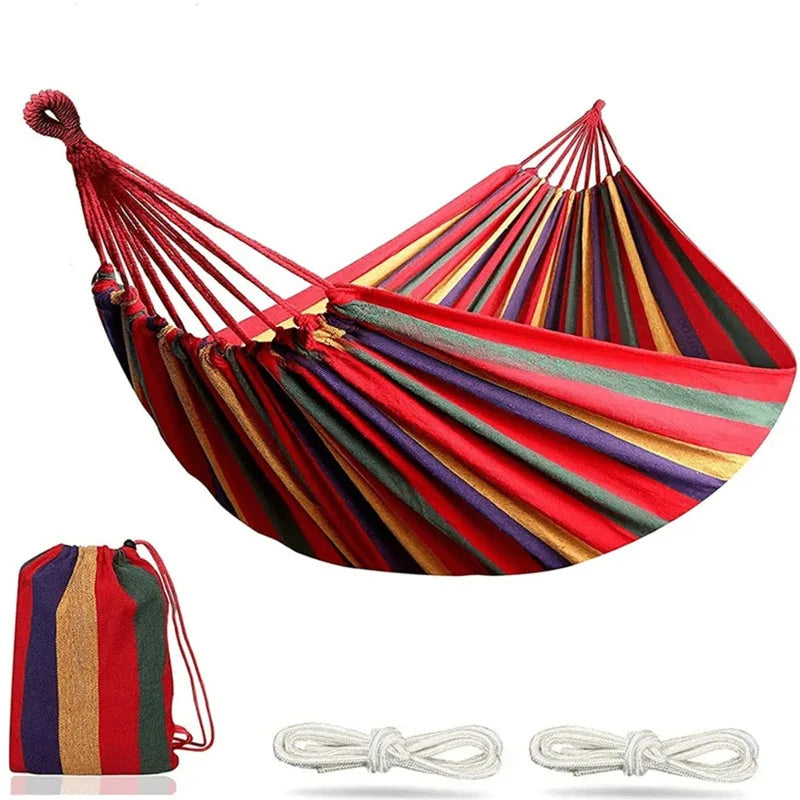 Hammock Leisure Durable Single Travel Swing Chair Hanging Bed Casual Hammocks for Patio Garden Backyard Outdoor Indoor with Bag