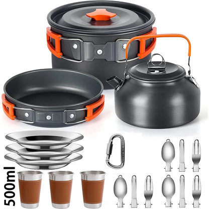 Camping Cooking Set Outdoor Aluminum Lightweight Equipment Camping Cookware Kit for Traveling Trekking Hiking Supplies
