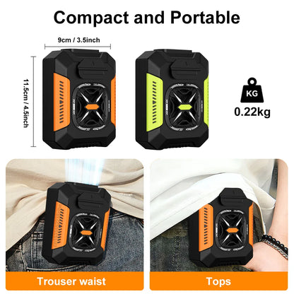Waist Fan Portable Mini Waist Clip Fan USB Rechargeable Belt Clip Fan Outdoor Work Camping Air Cooler with Power Bank LED Light
