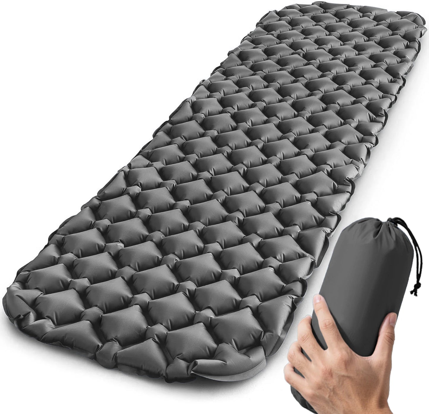 Outdoor Sleeping Pad Camping Inflatable Mattress Ultralight Air Cushion Travel Mat Folding Bed No Headrest for Travel Hiking
